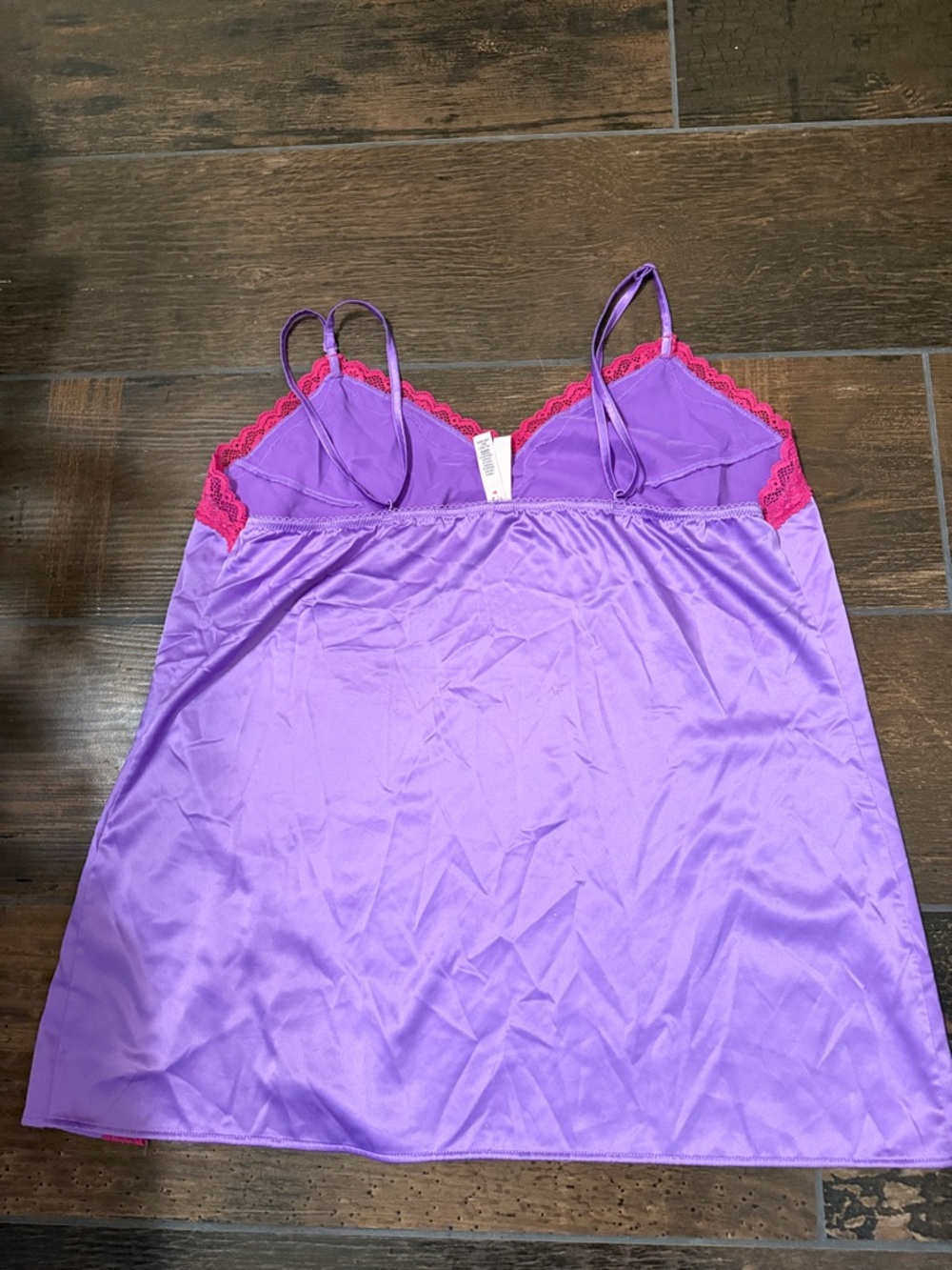 Victoria's Secret Purple Satin Slip with Pink Lace XL - Picture 2 of 4